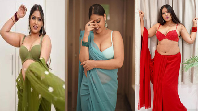 Anjali Gaud Blue Saree Strip Boobs App Content Video